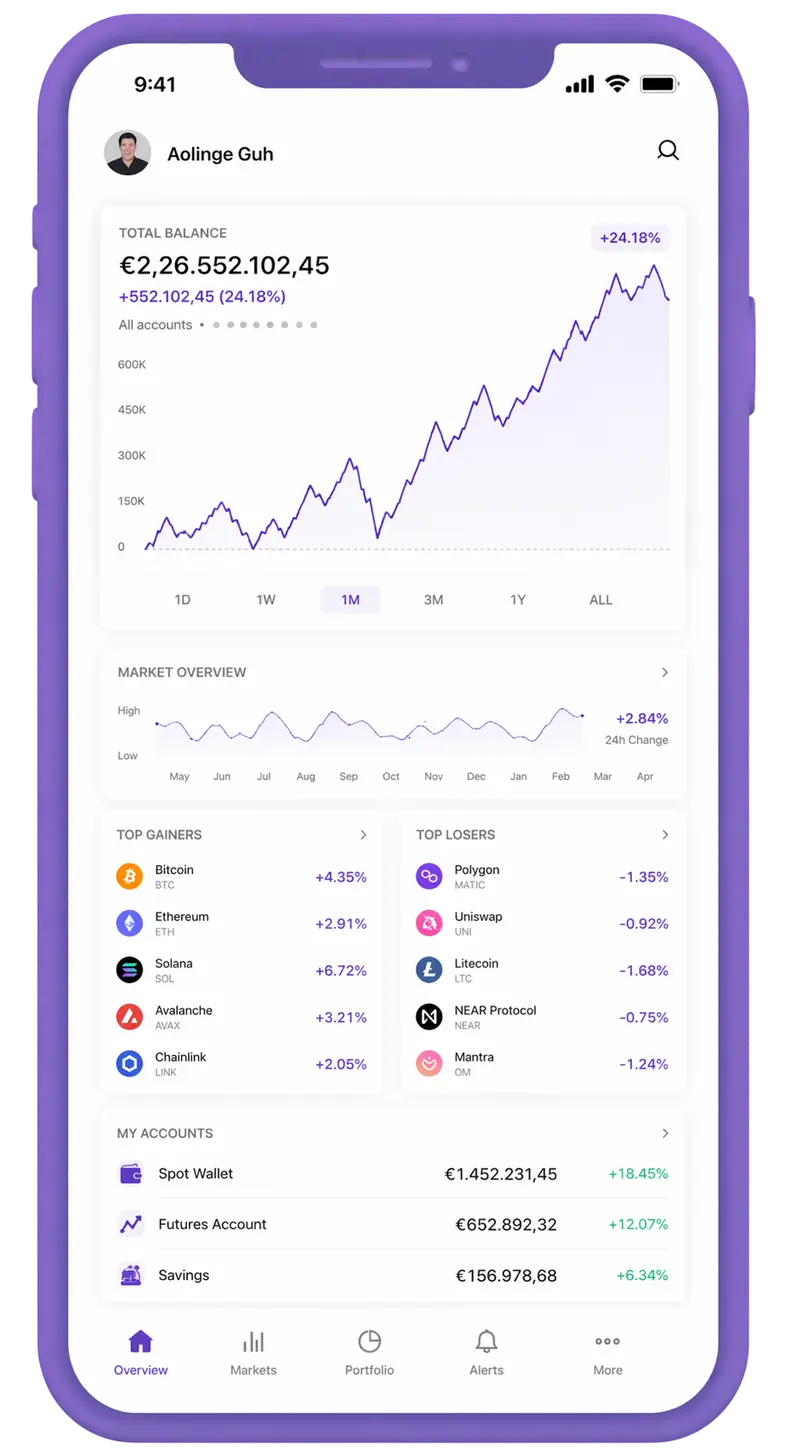 Termavise mobile app showing portfolio overview